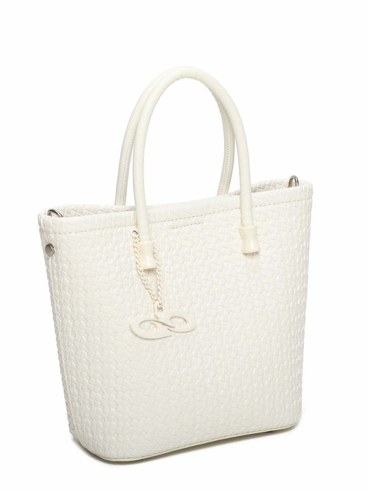 Сумка шоппер kari, фактура плетеная, матовая, белый1 — фото 1