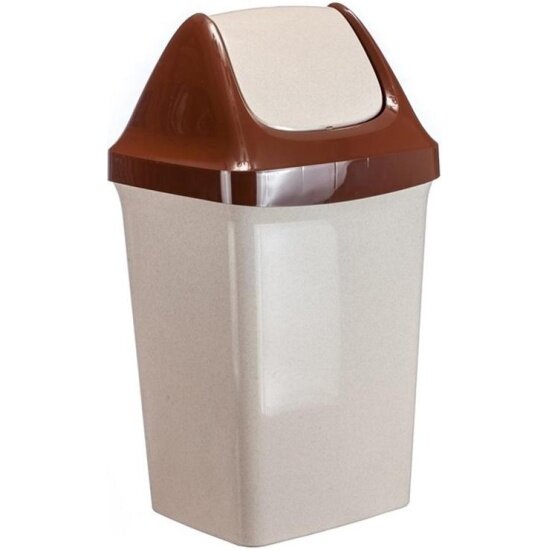 Контейнер для мусора Idea Свинг 50л пластик (733x401) бежевый мрамор