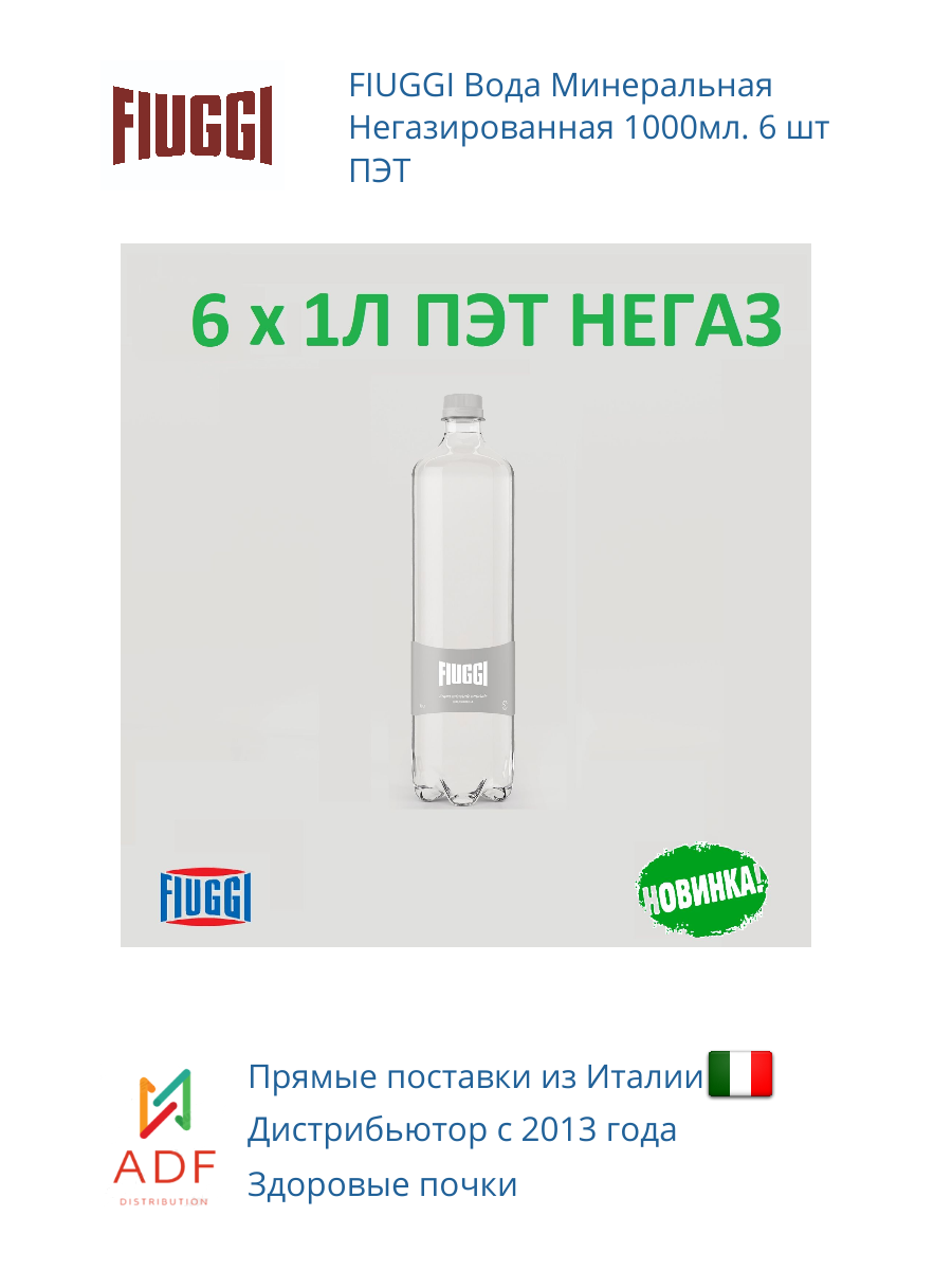 FIUGGI (Фьюджи) негазированная вода 1л, упаковка 6 шт ПЭТ