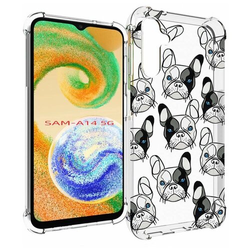Чехол MyPads мини-собачки-черно-белый для Samsung Galaxy A14 4G/ 5G задняя-панель-накладка-бампер
