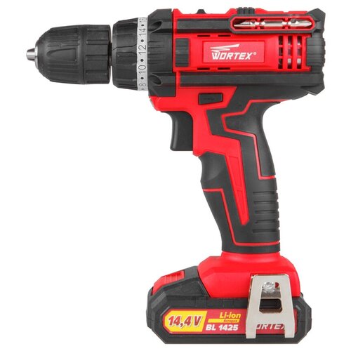Дрель-шуруповерт акк WORTEX BD 1425 DLi в кор 144 В 1 акк 15 Ач Li-Ion 2 скор 27 Нм шурупы до 8 мм BD1425DLi0126 815000₽