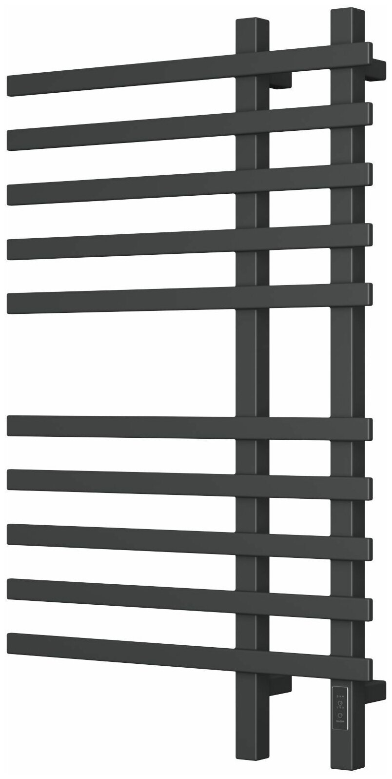 Полотенцесушитель дизайнерский электрический профильный BAU Wind 60х100 10 планок черный матовый RAL 9005