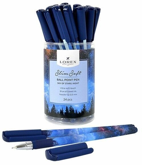 Ручка маслян. LOREX SKY OF STARS.NIGHT, цена за 1 шт, серия Slim Soft 0,50 мм синий, кругл. прорезин. корп, иглови 189571