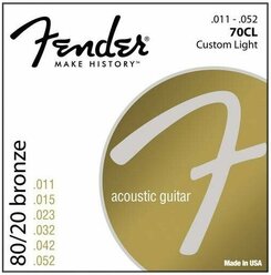 Cтруны для акустической гитары FENDER STRINGS NEW ACOUSTIC 70CL 80/20 BRONZE 11-52