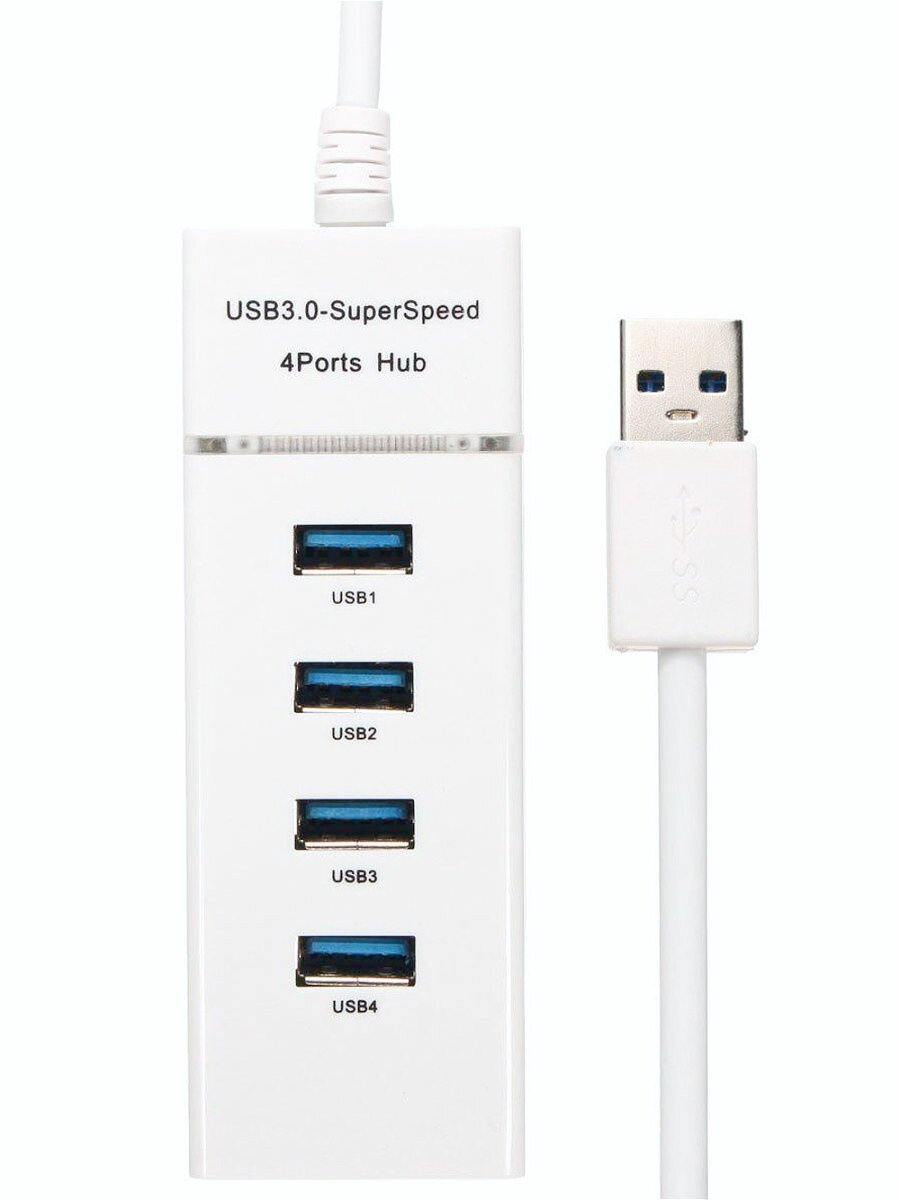 USB-концентратор 30 на 4 порта HUB разветвитель портативный расширитель ПК Белый провод 120