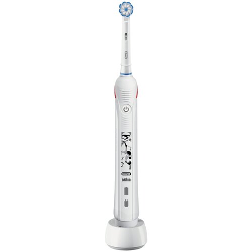 Электрическая зубная щетка Oral-B Pro 2 Junior Sensi Star Wars, белый орал б щетка зубная профешнл гумкеа 2 3766 электрическая