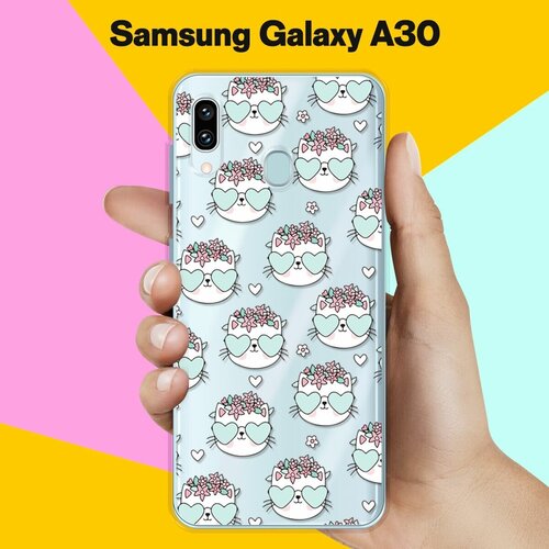 Силиконовый чехол Узор из котов на Samsung Galaxy A30 силиконовый чехол узор из лам на samsung galaxy a30
