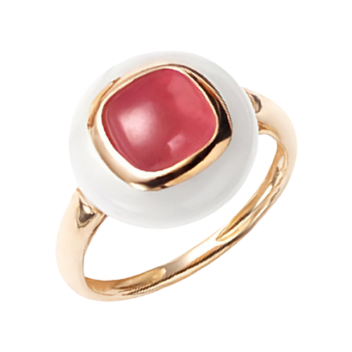 фото Кольцо antonini, красное золото, 750 проба, агат, родохрозит, размер 16.5