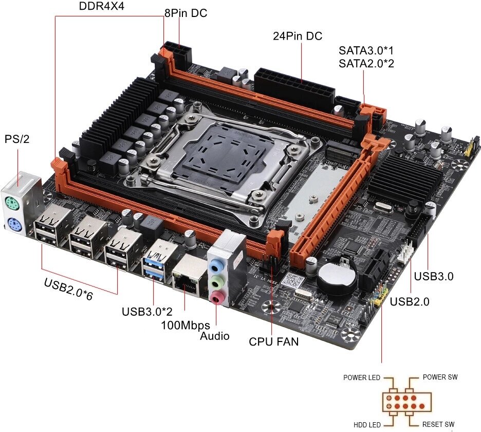 Комплект материнской платы X99: Atermiter D4 2011v3 + Xeon E5 2670v3 + DDR4 32Гб 2666Мгц Atermiter