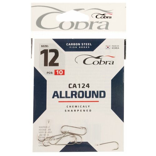 kryuchki cobra round ser ca124 razmer 008 10 sht COBRA Крючки Cobra ALLROUND, серия CA124, № 12, 10 шт.