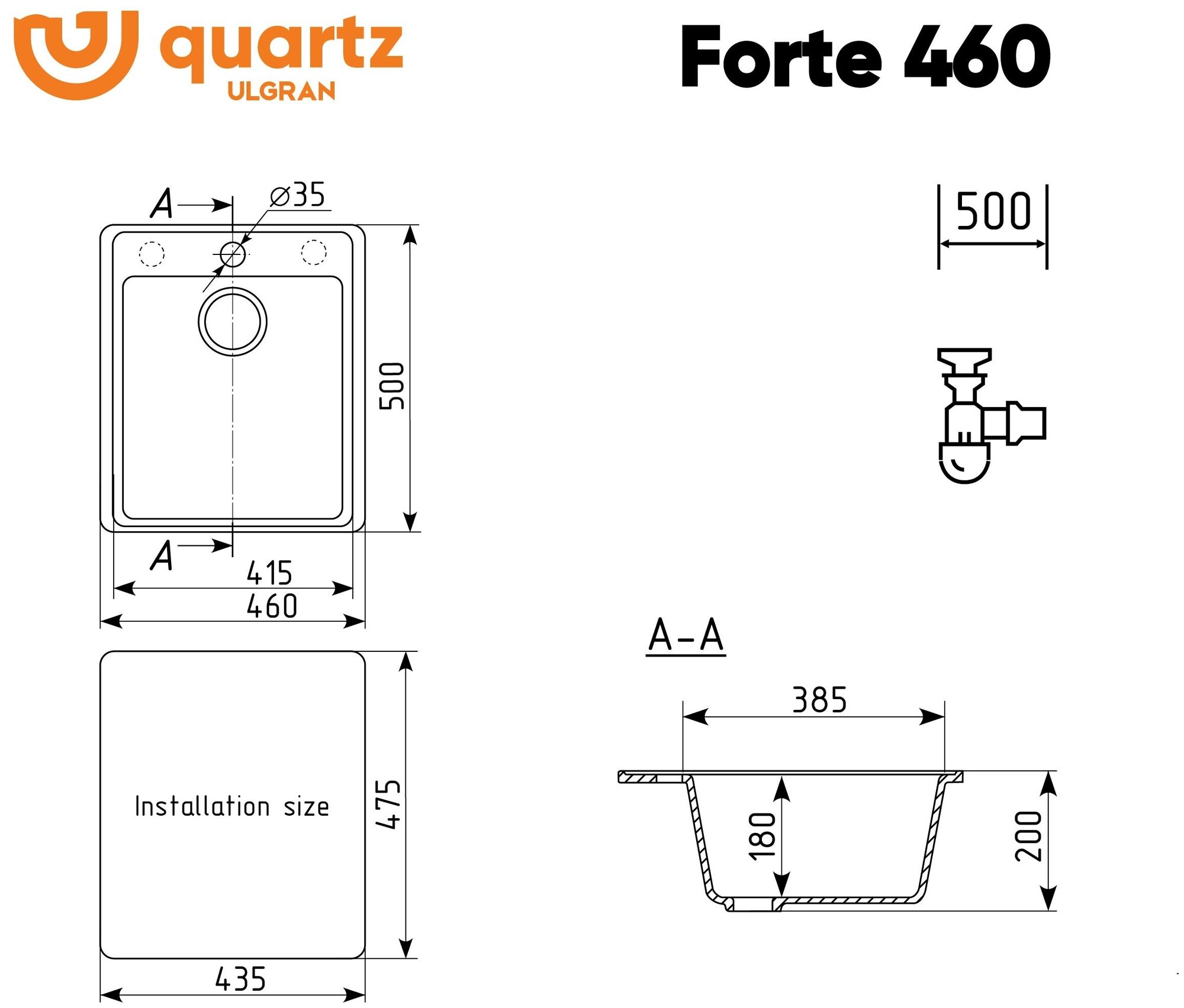 Кухонная мойка Ulgran Quartz Forte 460-08 космос