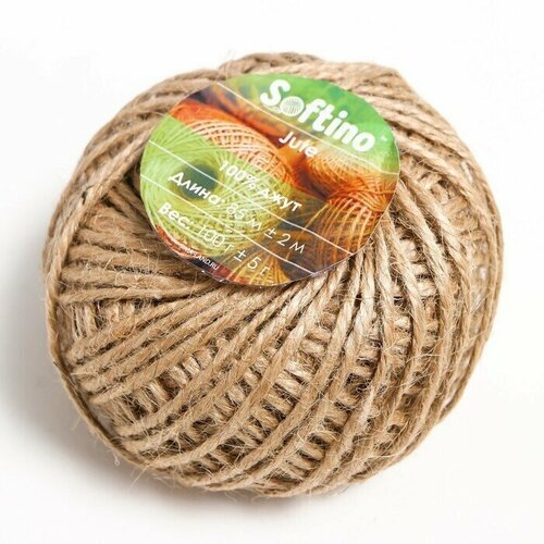 Пряжа 100% джут Softino Jute 85м плюс/минус 2м 100 гр пряжа 100% джут softino jute 85м плюс минус 2м 100 гр