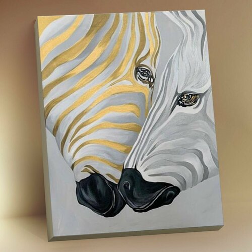 Картина по номерам с поталью (40х50 см) Две зебры