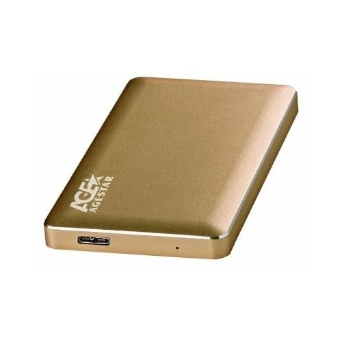Внешний корпус для HDD/SSD AGESTAR 31UB2A16, gold корпус для ssd hdd agestar 31ub2p3c black 2 5 sata контейнер пластик черный usb 3 1 usb c