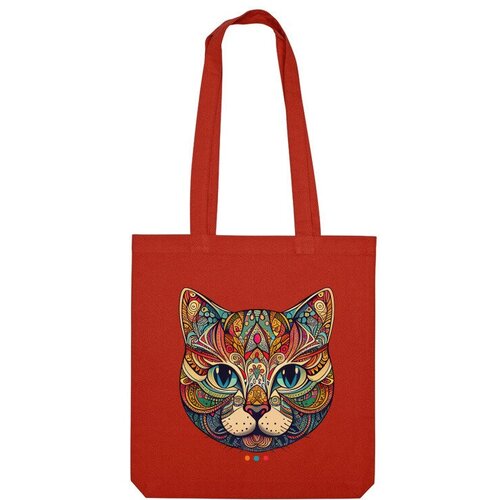 Сумка шоппер Us Basic, красный мужская футболка цветная кошка с узорами мандала 2xl синий