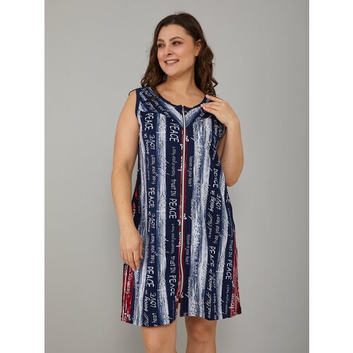 фото Халат домашний женский алтекс на молнии синий, размер 48