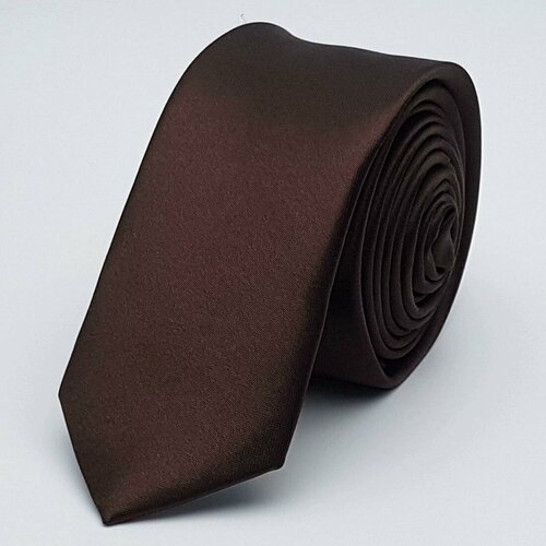 Галстук , узкий, однотонный, коричневый