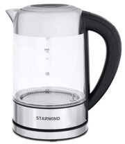 Чайник электрический STARWIND SKG5213, 2200Вт, черный и серебристый