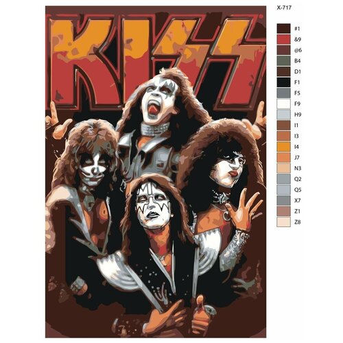 Картина по номерам X-717 Рок-группа Kiss 40х60