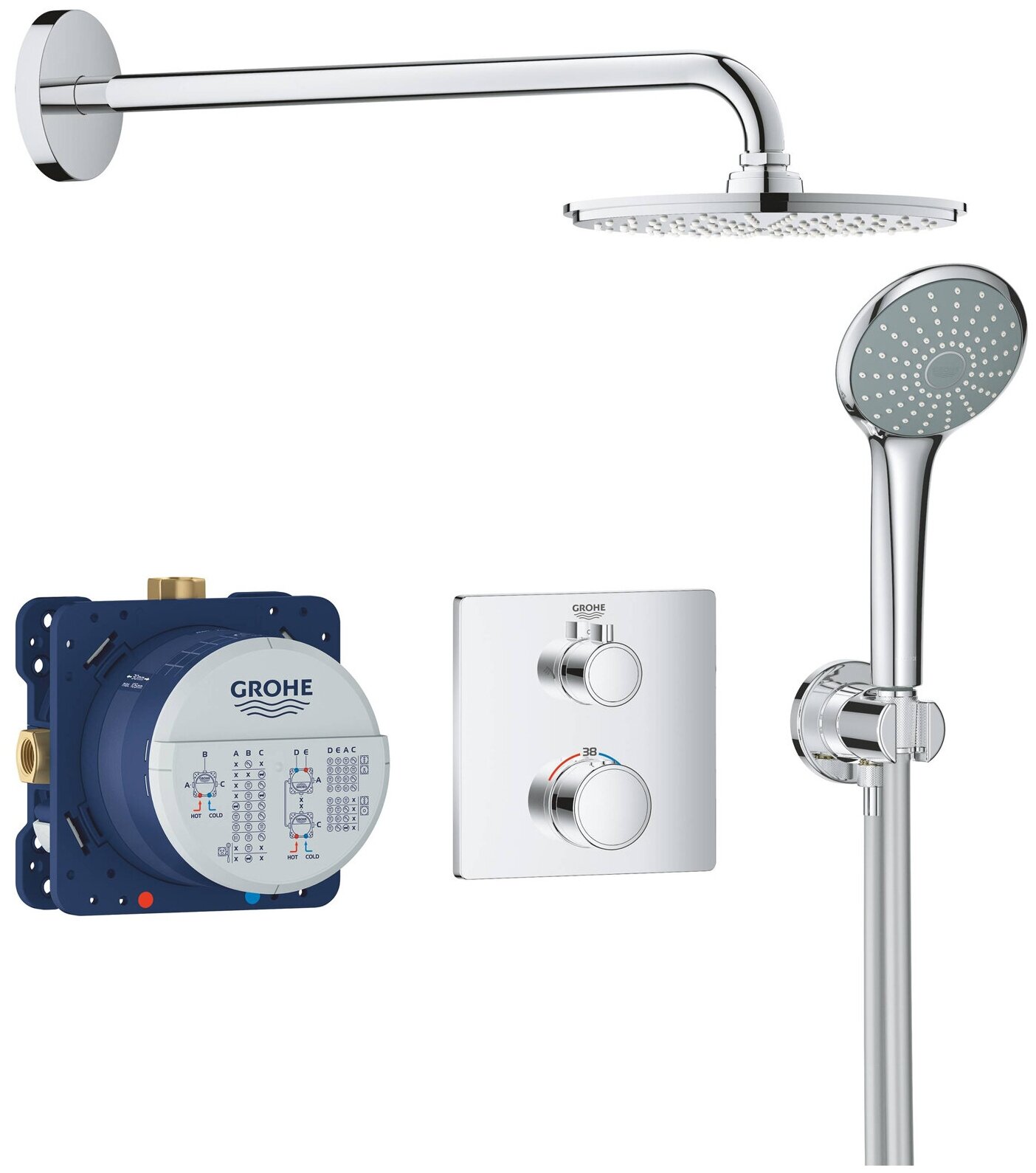 Смеситель с душевой лейкой Grohe Grohtherm 34734000,  хром хром 1250 мм