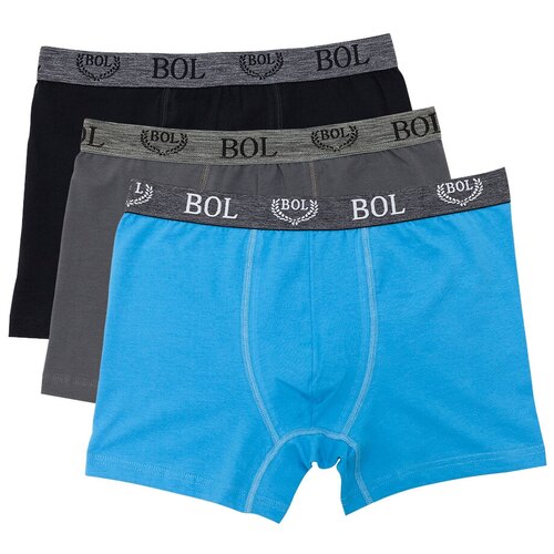 фото Bol men's набор трусов боксеры с профилированным гульфиком, 3 шт., размер 2xl(56-58), черный/темно-серый/бирюзовый