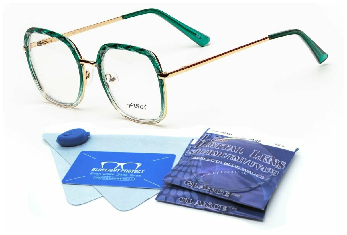 Компьютерные очки AERO с футляром мод. 1110 Цвет 2 с флагманскими линзами GLANCE DIGITAL 1.56 Blue Block -2.75 РЦ 64-66
