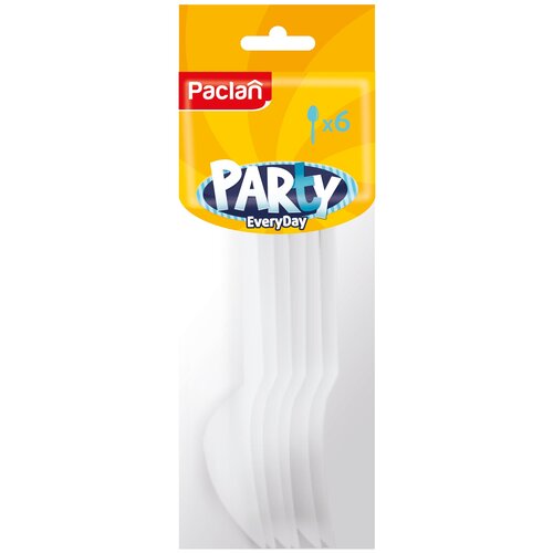 Paclan Ложки пластиковые белые Party Every day, 6 шт