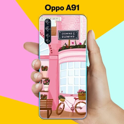 Силиконовый чехол на OPPO A91 Розовые здания / для Оппо А91 силиконовый чехол на oppo a91 оппо а91 расплывчатые смайлики розовые