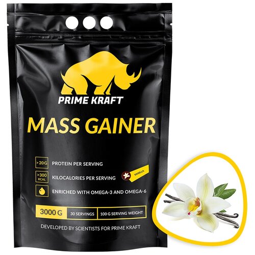 фото Гейнер prime kraft mass gainer, 3000 г, ваниль