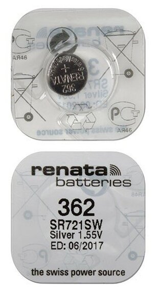 Часовая батарейка Renata 362 1.55V (SR721SW) , 1шт.