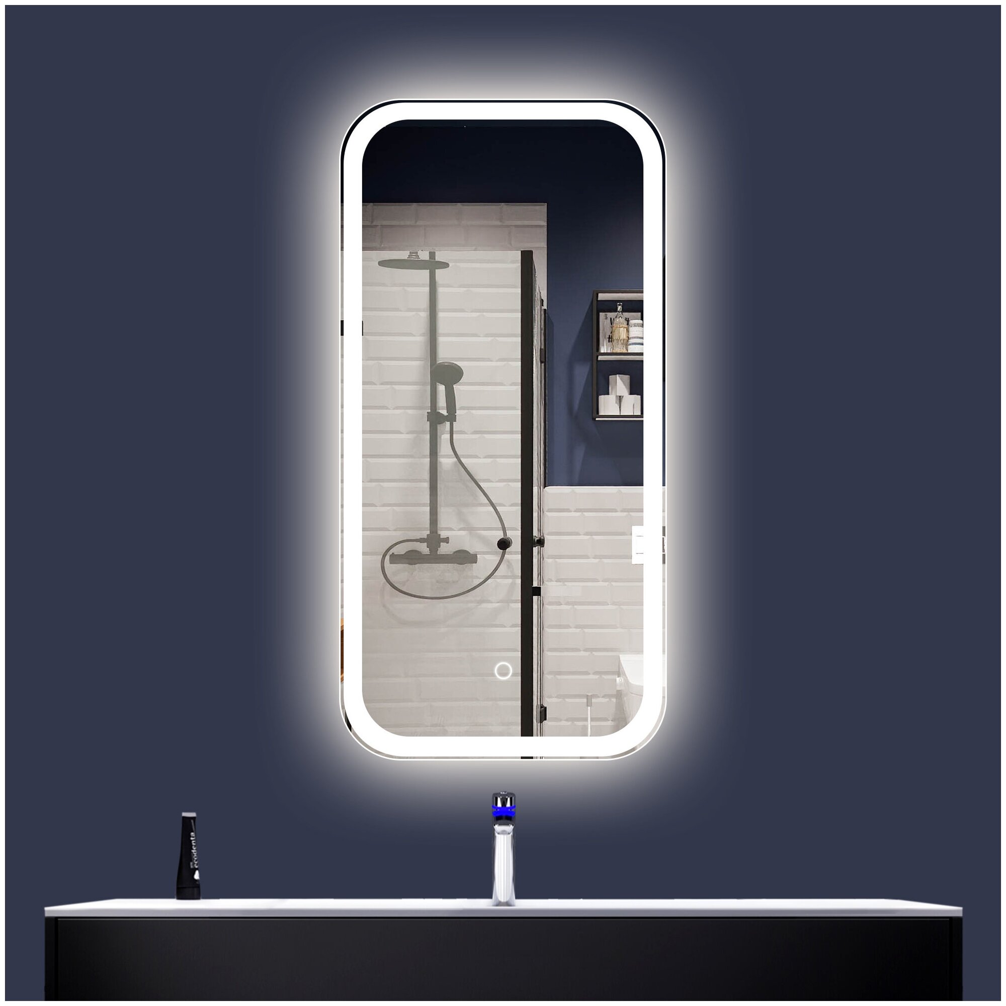 Зеркало с подсветкой LORENA для ванной 40-45 см в ширину 80 см в высоту