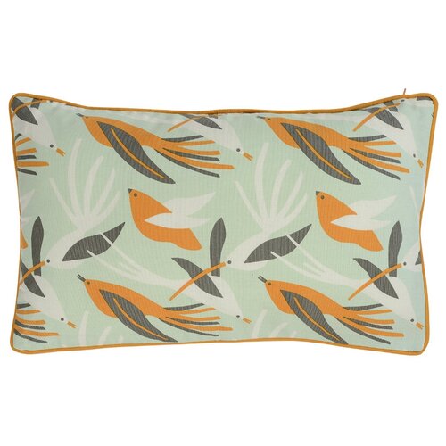 фото Чехол для подушки мятного цвета с дизайнерским принтом birds of nile из коллекции wild, 30х50 см tkano