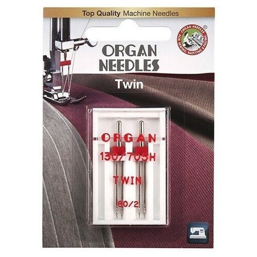Игла/иглы Organ Twin 80/2 серебристый