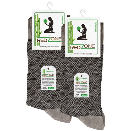 фото Носки redzone мужские, комплект носков - 2 пары, темно-бежевые, рисунок - "крупный ромб", р. 42-45