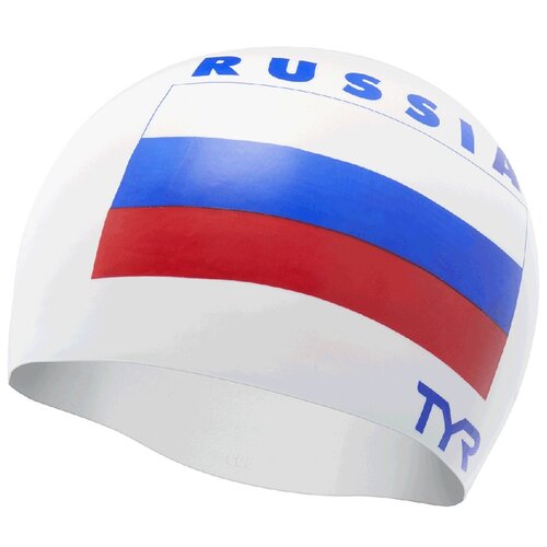 фото Шапочка для плавания tyr russia silicone swim cap, белый