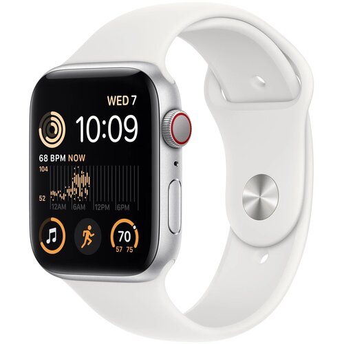 Apple Watch SE 2022 40mm Silver Aluminum Case with Sport Band White