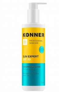 KONNER Крем от загара, SUN EXPERT SPF 30, солнцезащитный, увлажняющий с алоэ вера и пантенолом, для лица и тела, защитный крем от солнца, 150 мл