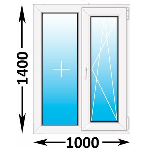 Пластиковое окно MELKE Lite 60 двухстворчатое 1000x1400, с однокамерным энергосберегающим стеклопакетом (ширина Х высота) (1000Х1400)