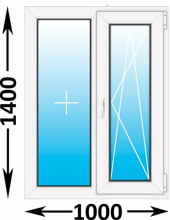 Пластиковое окно Veka WHS 60 двухстворчатое 1000x1400 (ширина Х высота) (1000Х1400)