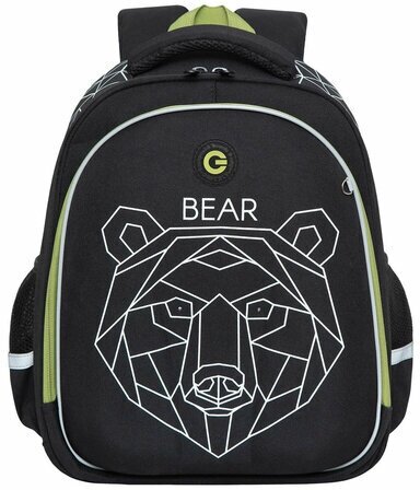 Ранец GRIZZLY анатомическая спинка, c бейджем, для мальчиков, "BEAR", 36х28х20 см, RAz-287-9/1