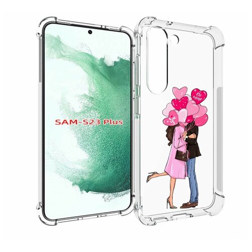 Чехол MyPads девушка-с-парнем-сердечки женский для Samsung Galaxy S23 Plus + задняя-панель-накладка-бампер