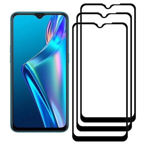 Комплект 2 стекла + 1 в подарок Full Glue Premium Krutoff для OPPO A12/A12s черное защитное стекло для oppo a55 оппо а55 полноэкранное закаленное стекло комплект 2 шт