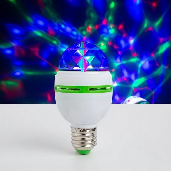 Световой прибор "Мини диско-шар" 5.5 см, Е27, свечение RGB