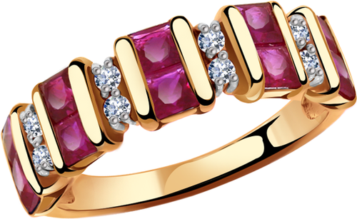 Кольцо Diamant online, золото, 585 проба, бриллиант, рубин, размер 19