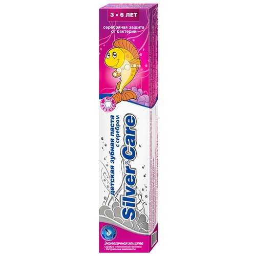 Зубная паста Silver Care с серебром для девочек 3-6 лет банановый микс, 50 мл