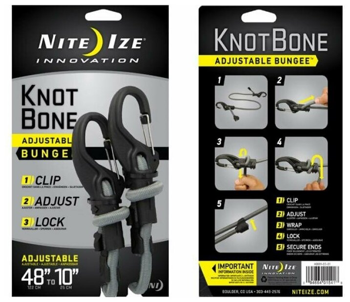 Крепление с карабином и веревкой Nite Ize Knotbone Adjustable Bungee #9