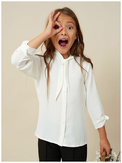 Школьная блуза VIAVILLE, размер 128, белый