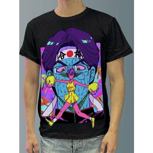 фото Футболка мужская черная из хлопка с dtf рисунком vaporwave - 3578 будь на стиле