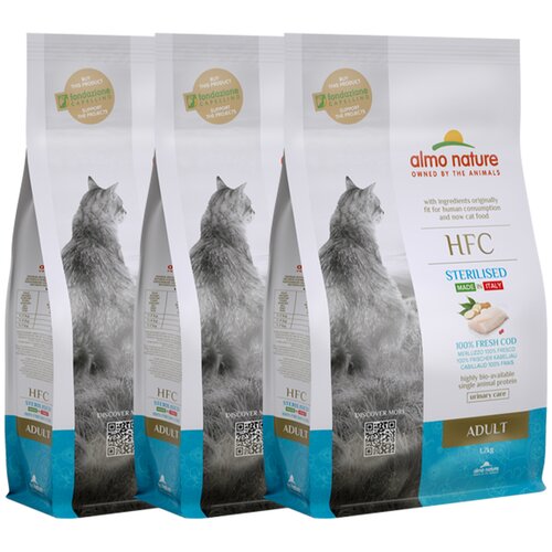 Сухой корм для стерилизованных кошек Almo Nature с треской 3 шт. х 1.2 кг