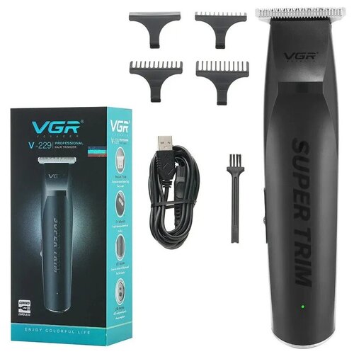 Машинка для стрижки волос VGR V-229 профессиональная многозарядная Триммер для стрижки волос Триммер для бороды и усов чёрный матовый Прекрасный подарок мужчине 59900₽